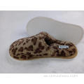 Leopard faux päls tofflor varma fuzzy inomhus